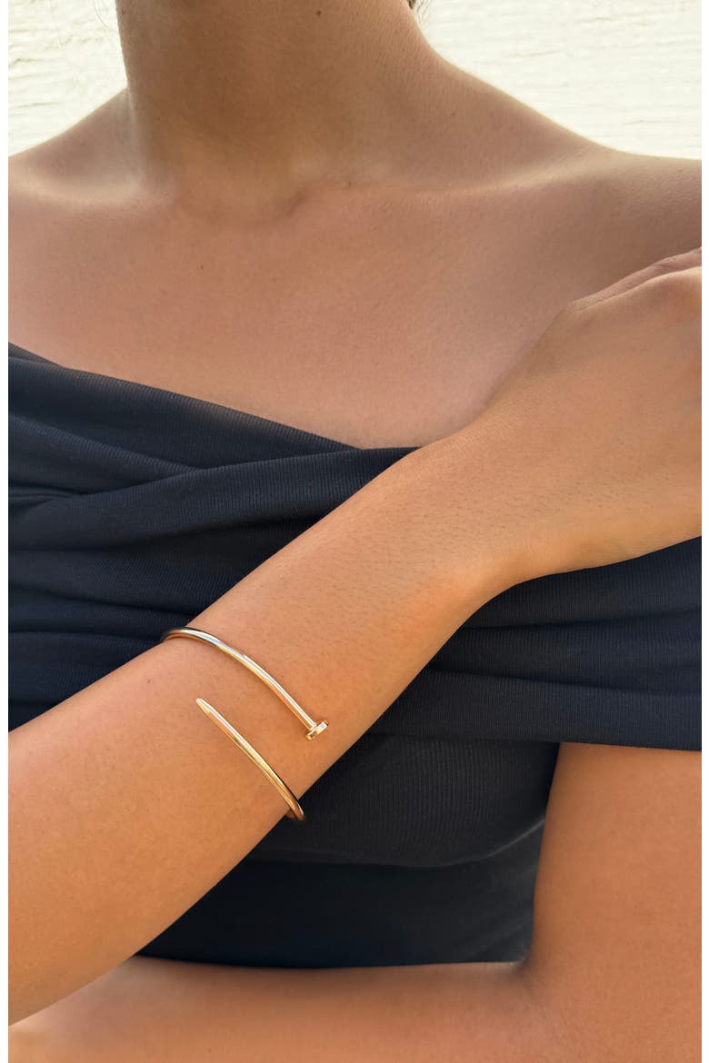 Thin Nail Cuff Bracelet, Alternate, color, GOLD