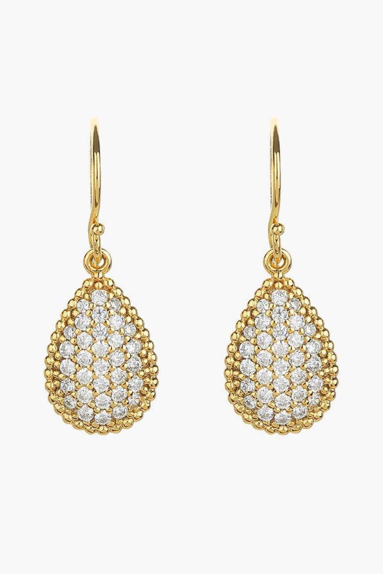 Sterling Silver 18k Gold Plated Leah Crystal Teardrop Earrings Sparkling, Main, color, Gold