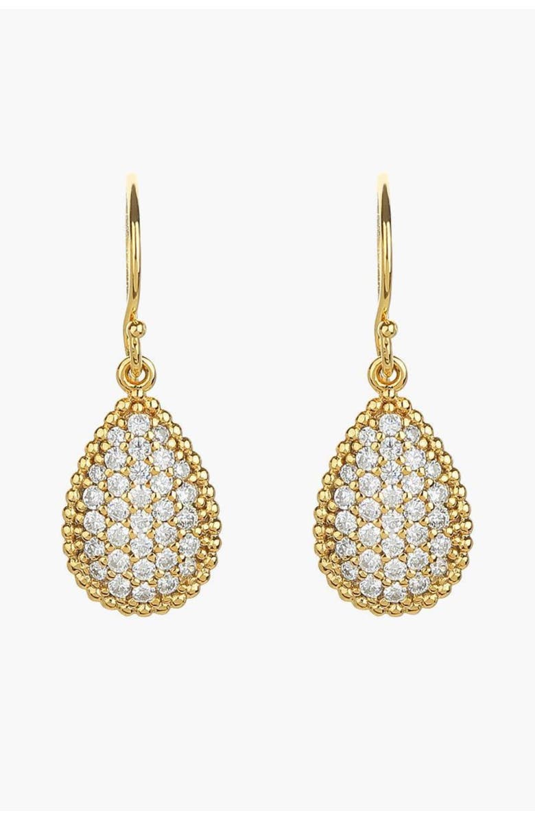 Bearfruit Jewelry Sterling Silver 18k Gold Plated Leah Crystal Teardrop Earrings Holiday Gift Idea, Main, color, Gold