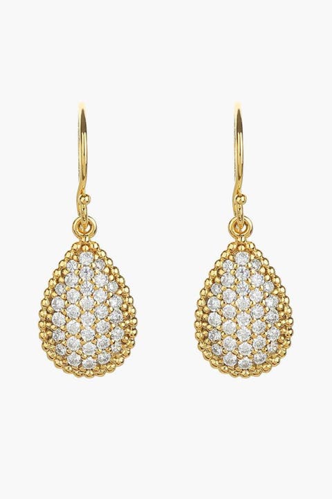 Sterling Silver 18k Gold Plated Leah Crystal Teardrop Earrings Holiday Gift Idea