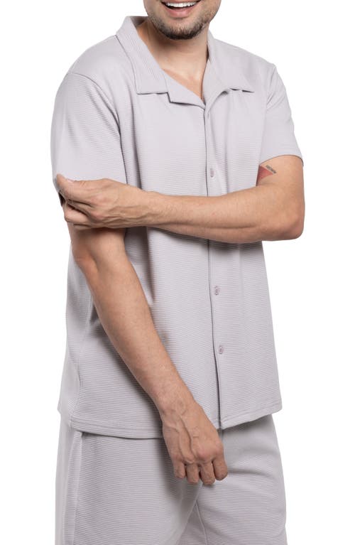 Shop Spring + Mercer Classic Fit Textured Knit Camp Shirt In Gray