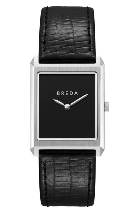 Virgil Leather Strap Tank Watch, 26mm x 35mm