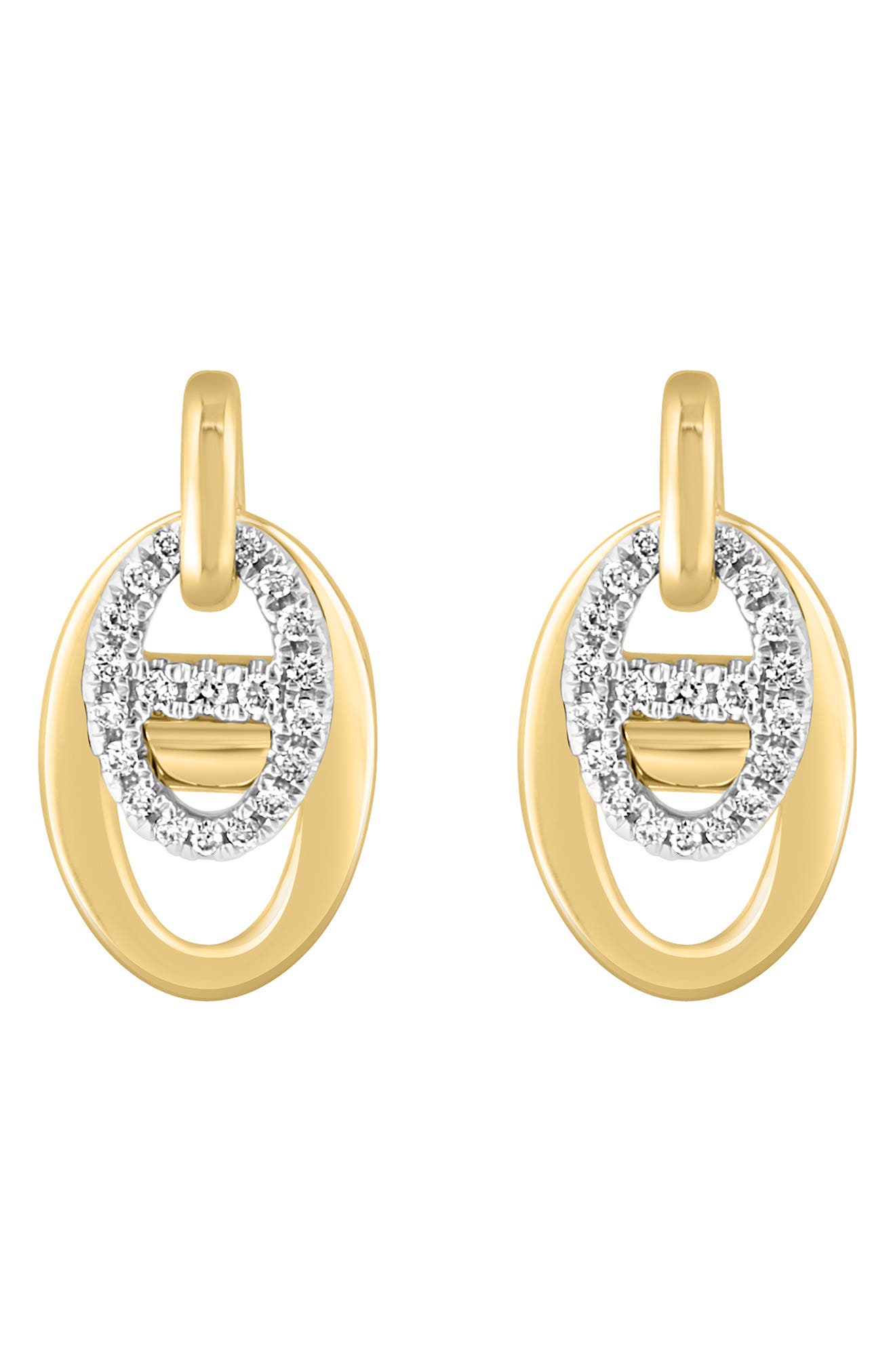 EFFY 14K Gold Diamond Mini Door Knocker Earrings - 0.17ct (Women ...
