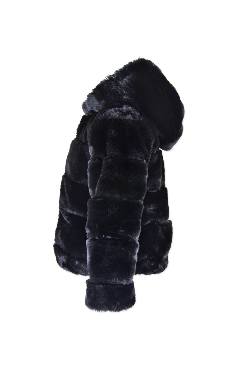 Widgeon Faux Fur Hooded Zip Front Cozy Jacket, Alternate, color, Black Layer Cake