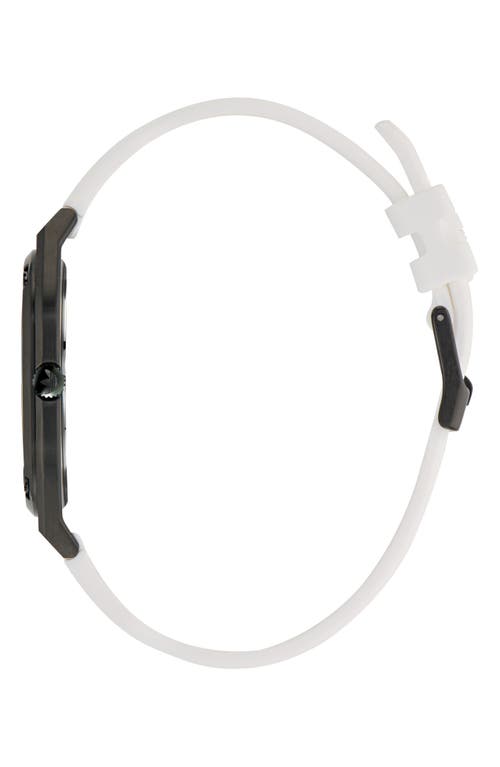 Adidas Originals Adidas City Tech Black Thin Silicone Strap Watch, 39mm In White