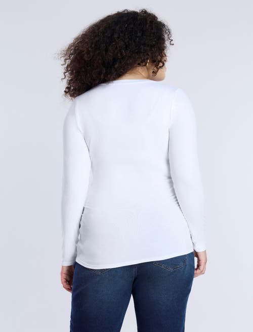 Motherhood Maternity V-neck Side-ruched Maternity Long Sleeve Tee In White