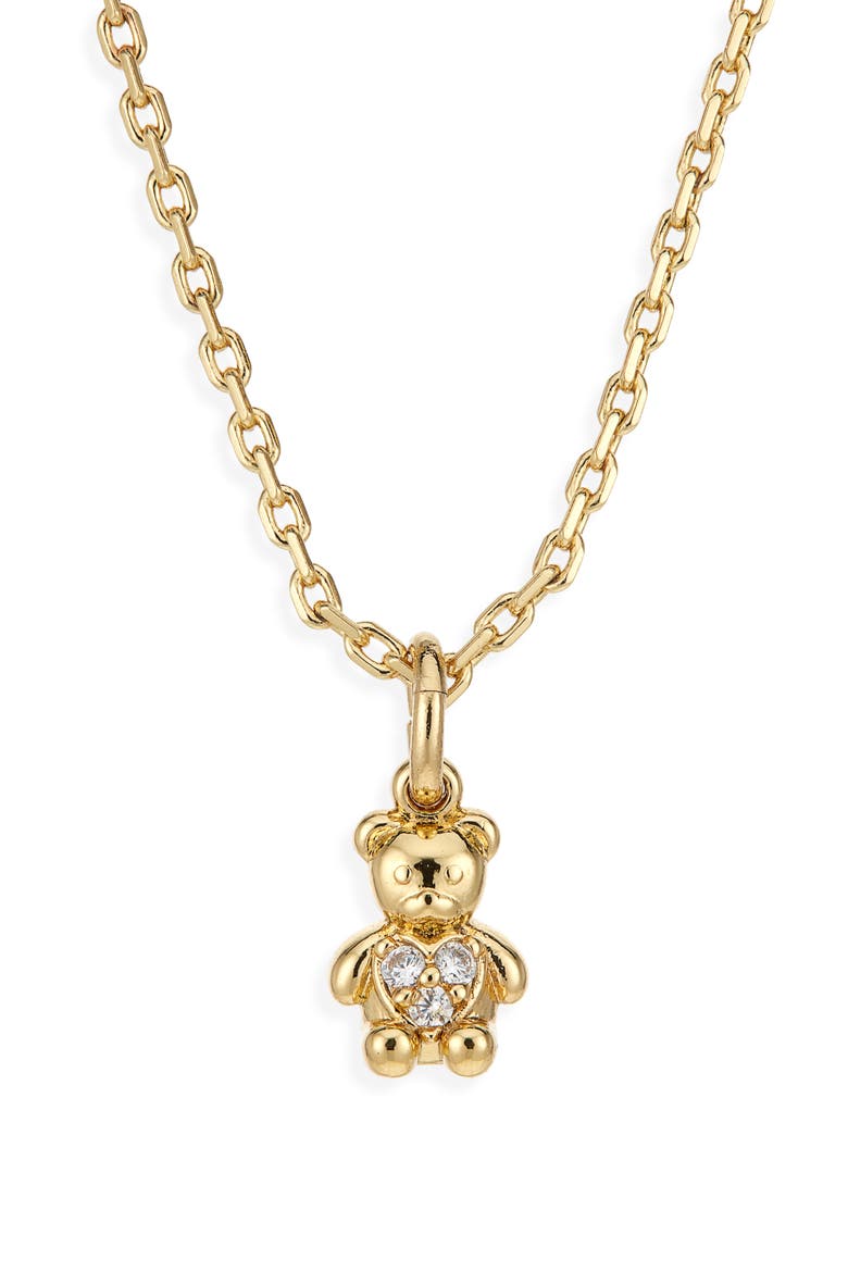 mini bear pendant necklace, Alternate, color, CLEAR/ GOLD