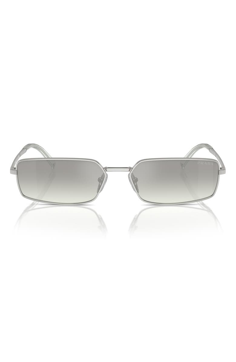Prada 59mm Rectangular Sunglasses, Alternate, color, Silver