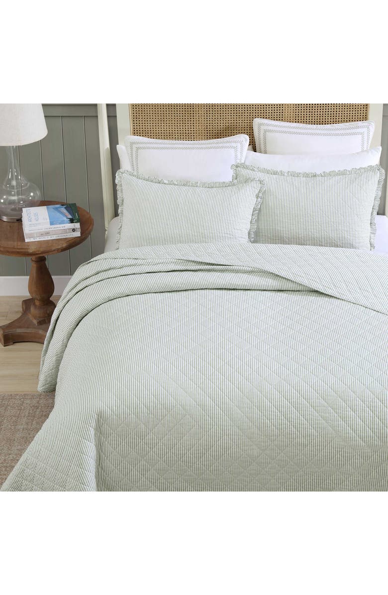 Laura Ashley Oxford Cotton Quilt & Sham 3-Piece Set, Alternate, color, Green