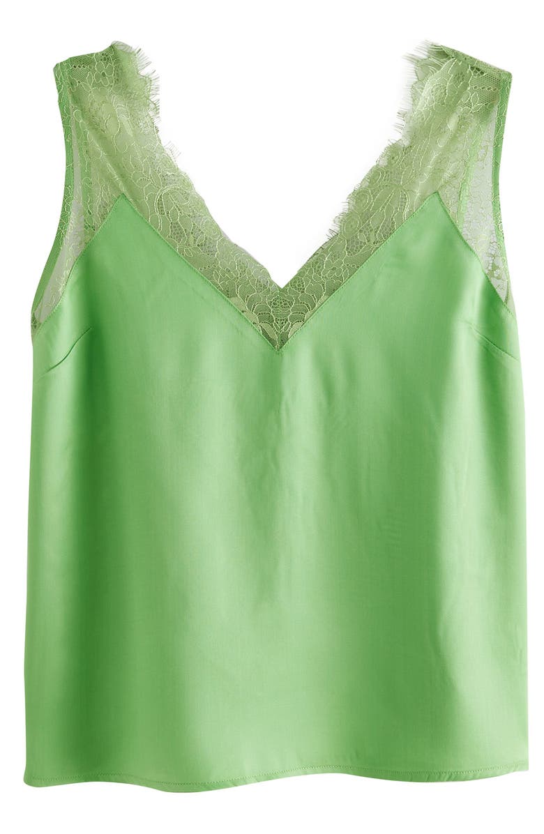 NEXT Lace Trim Satin Tank, Alternate, color, Green