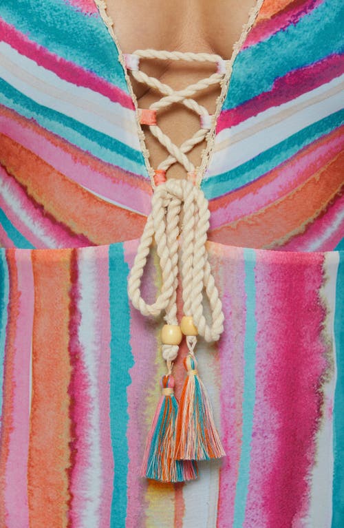 Lucky Brand Porto Covo Lace-up One-piece Swimsuit In Multi