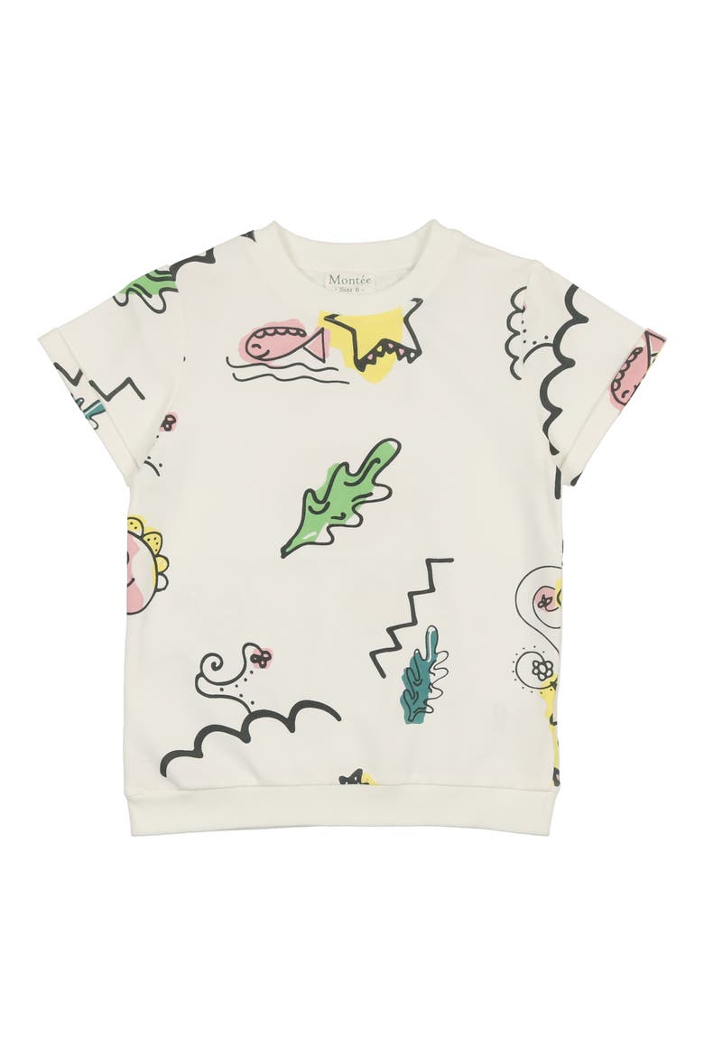 Kids' Coloring Book Print T-Shirt, Main, color, WHITE