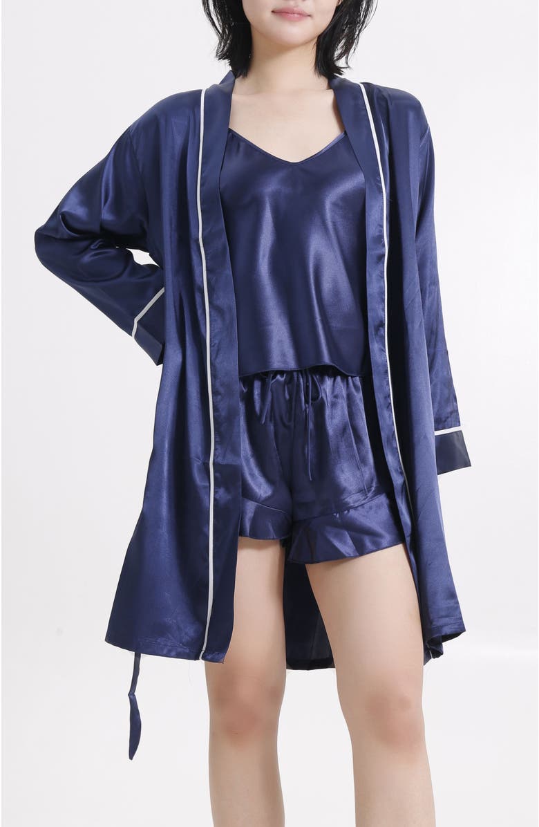 LECHERY<sup>®</sup> Lustrous Silky Shiny Satin 3-piece Pajama Set, Main, color,