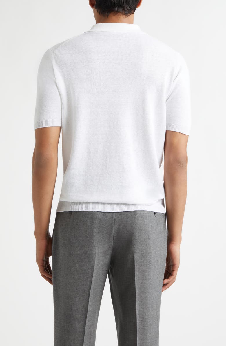 Thom Sweeney Skipper Linen & Cotton Polo, Alternate, color, White