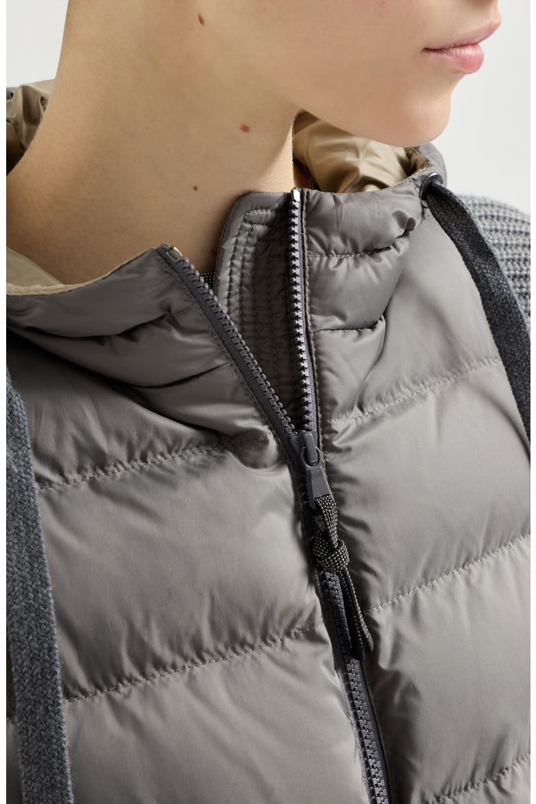 Nylon hooded down jacket, Alternate, color, Grey