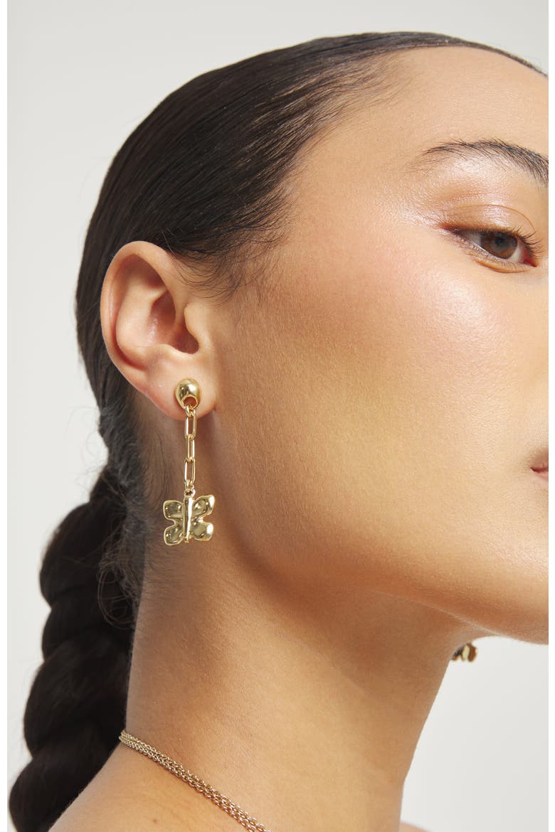 Long Butterfly Earrings in Gold-Tone, Alternate, color, Gold