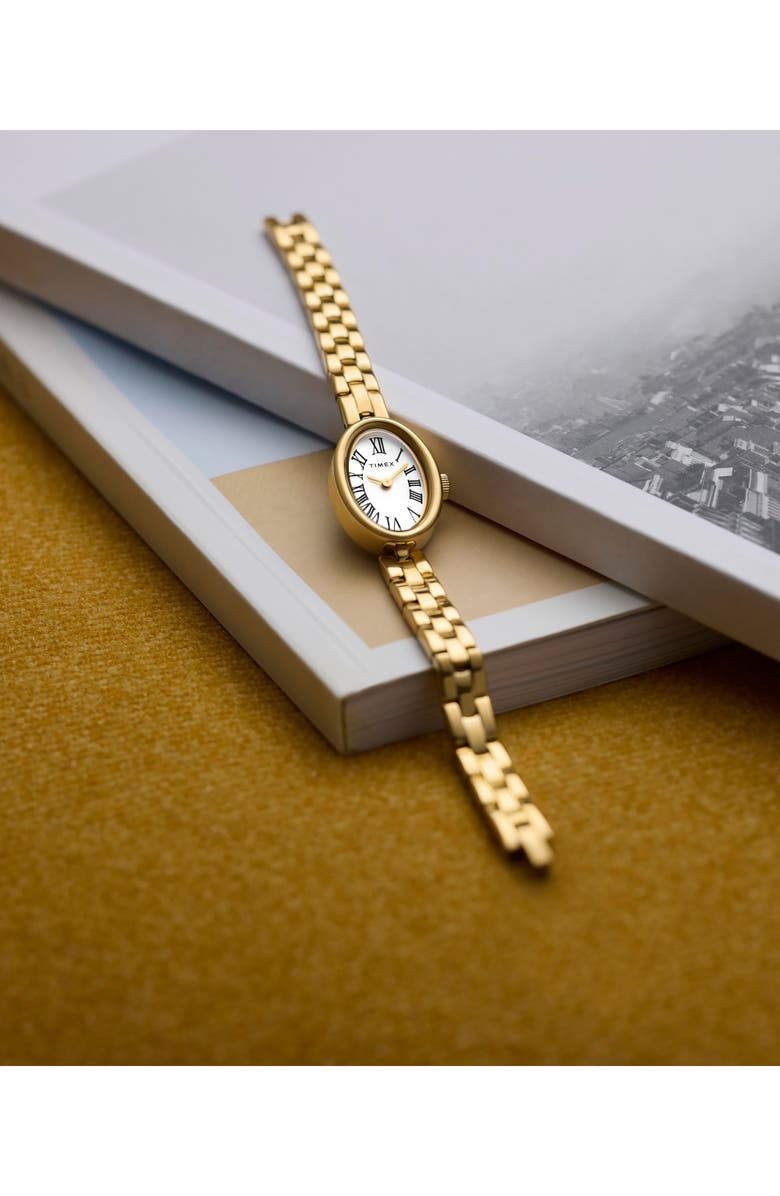 Timex<sup>®</sup> Cavatina Oval Bracelet Watch, 19mm, Alternate, color, White