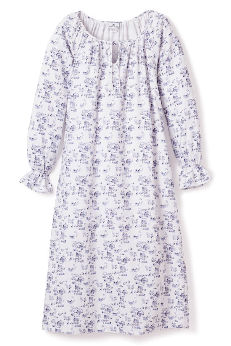 Winter Vignette Delphine Flannel Nightgown, Alternate, color, BLUE