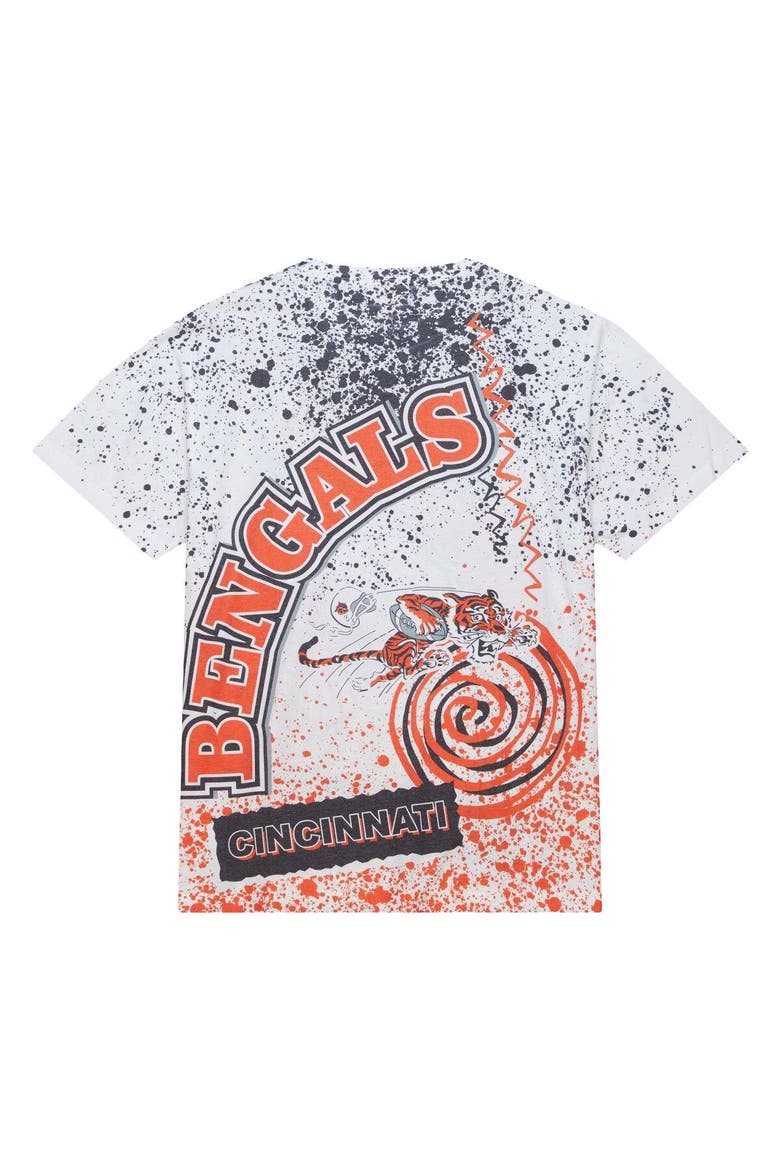 Men's Mitchell & Ness White Cincinnati Bengals Team Burst Sublimated T-Shirt, Alternate, color, White