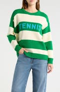 SUGARLIPS Tennis Stripe Relaxed Fit Cotton Sweater