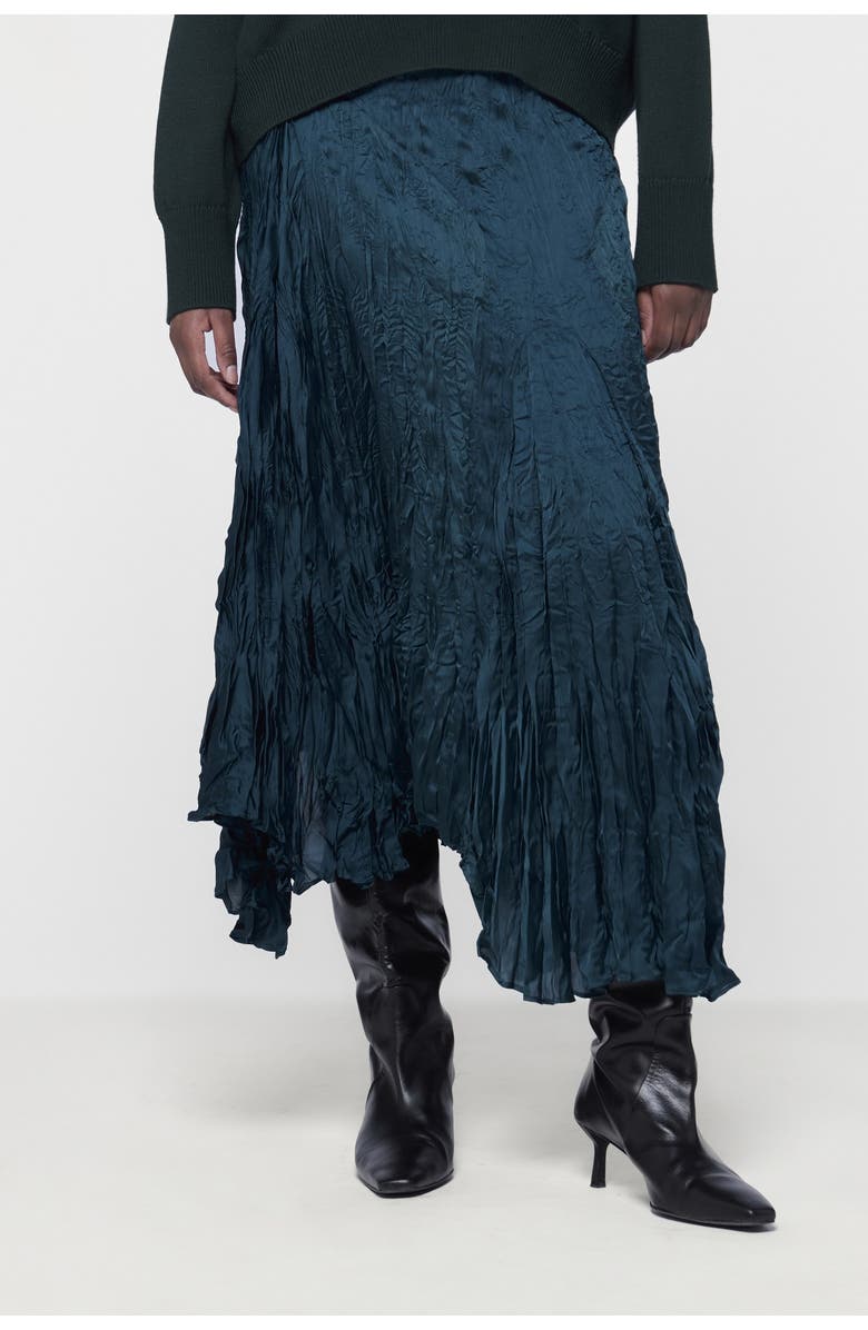 Leem Asymmetric Plisse Skirt, Alternate, color, Green