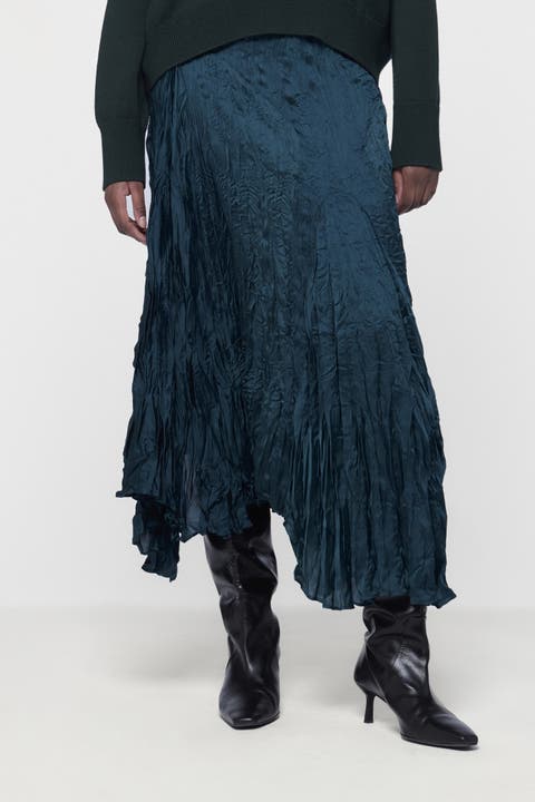 Asymmetric Plisse Skirt