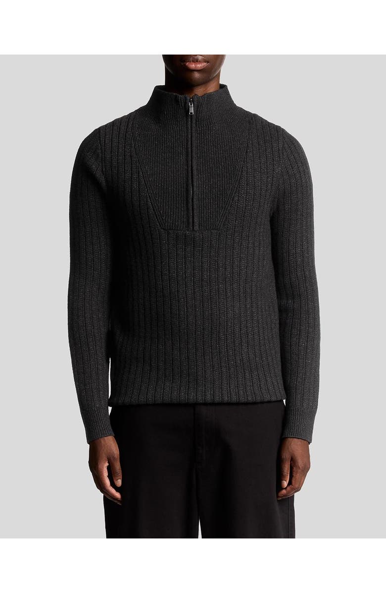 Lyle & Scott Ribbed Half Zip Sweater, Alternate, color, Jet Black Marl
