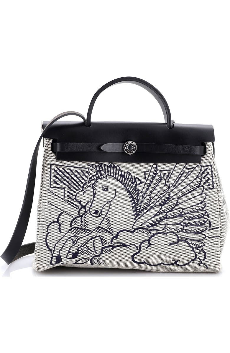 Pre-Owned Hermes Herbag Zip Pegase Pop Toile and Leather 31, Main, color, Noir