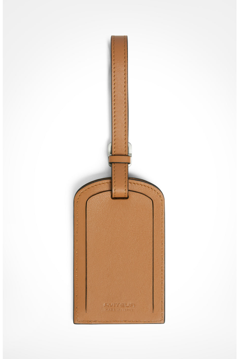 Paglia di Vienna Weave Calfskin Luggage Tag, Alternate, color, Walnut