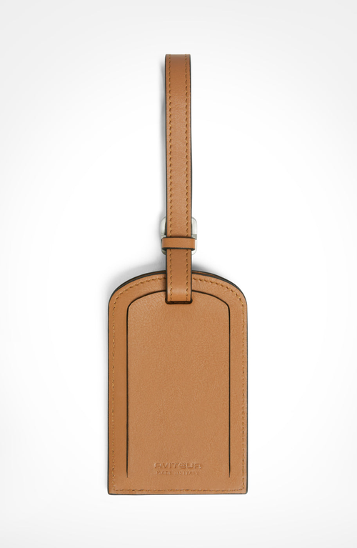 Aviteur Paglia Di Vienna Weave Calfskin Luggage Tag In Brown