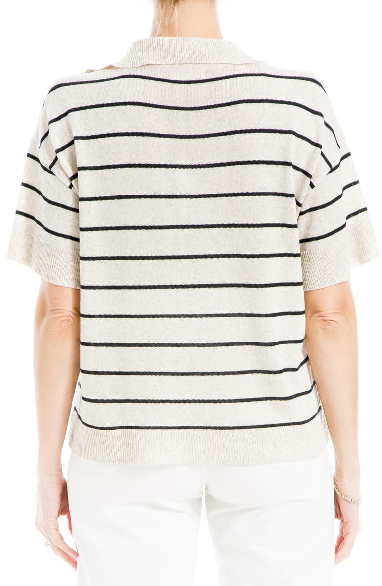 MAX STUDIO Stripe Knit Polo Sweater, Alternate, color, Natural Black