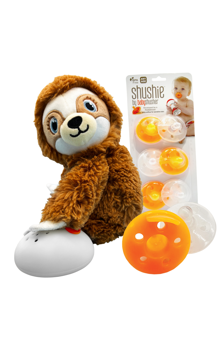 Shusher Sloth & Shushie 6-Pack Bundle, Main, color, Brown & White & Clear
