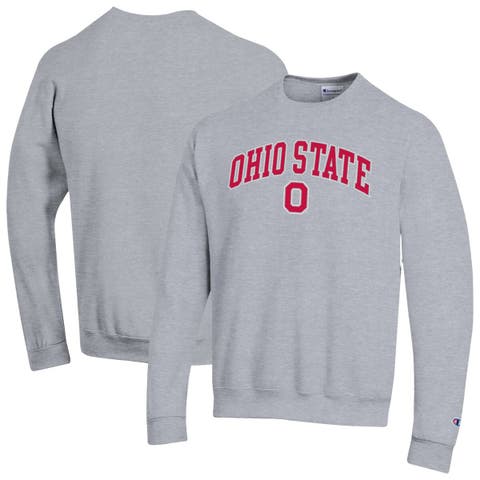 Men's Champion  Heather Gray Ohio State Buckeyes Arch Over Logo Pullover Sweatshirt
