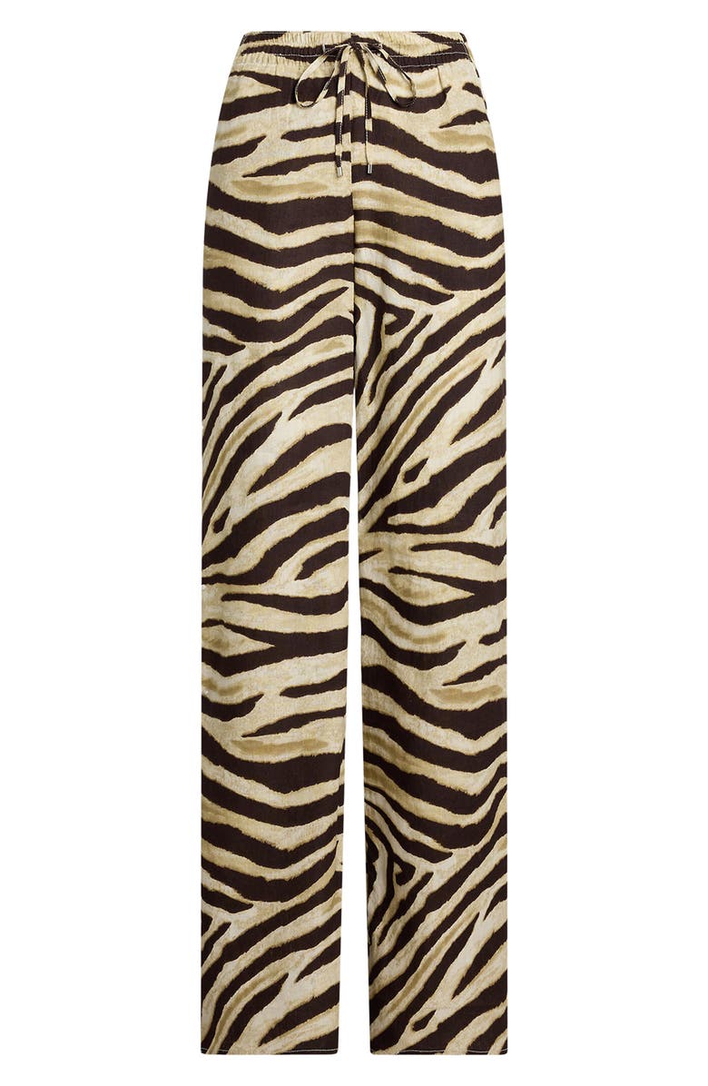 Lauren Ralph Lauren Zebra Print Linen Wide Leg Pants, Alternate, color, Cream/ Brown