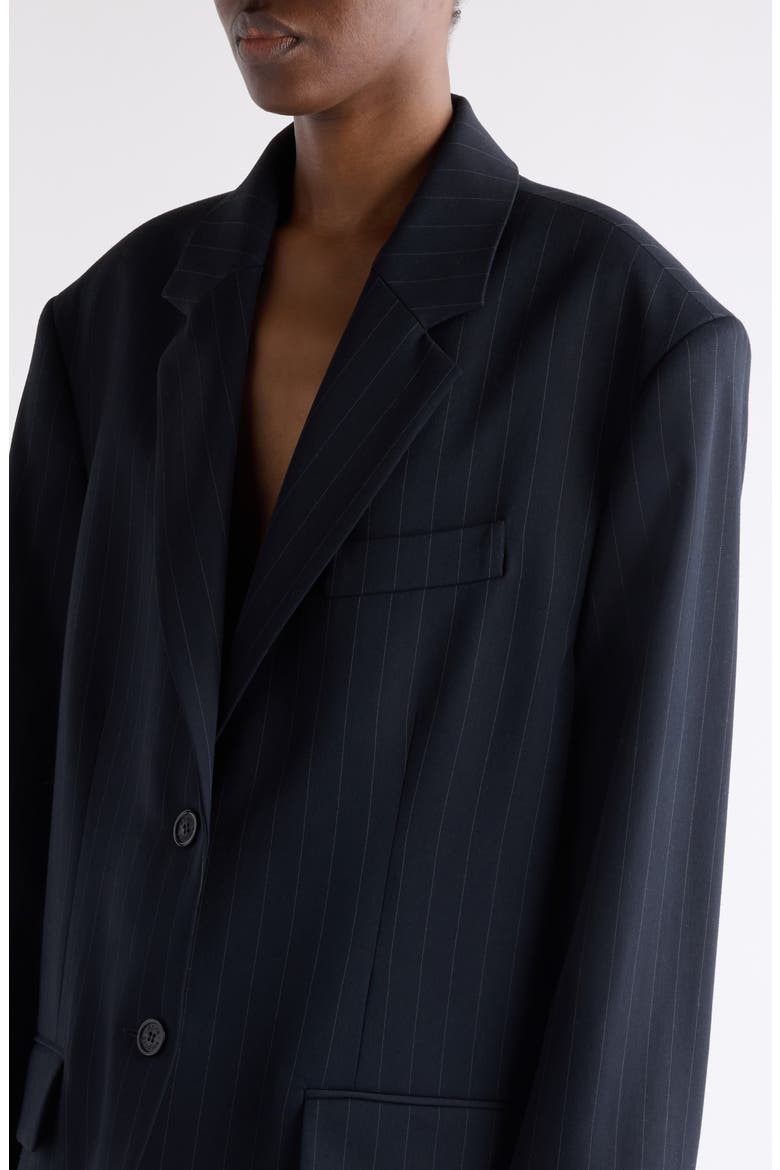Julaga Layered Fluid Pinstripe Blazer, Alternate, color, NAVY