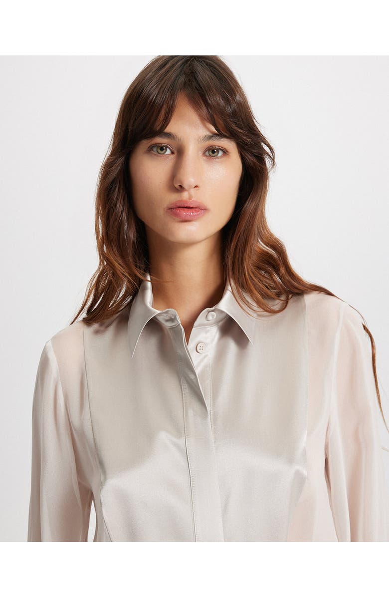 THEO The Label Idalia Plasteron Chiffon Blouse, Alternate, color, Stone