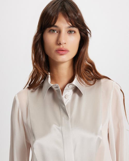 Theo The Label Idalia Plasteron Chiffon Blouse In White