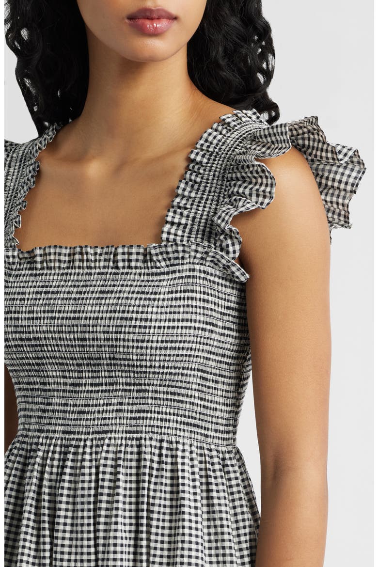 The Ellie Gingham Nap Midi Dress, Alternate, color, BLACK/ SAND GINGHAM