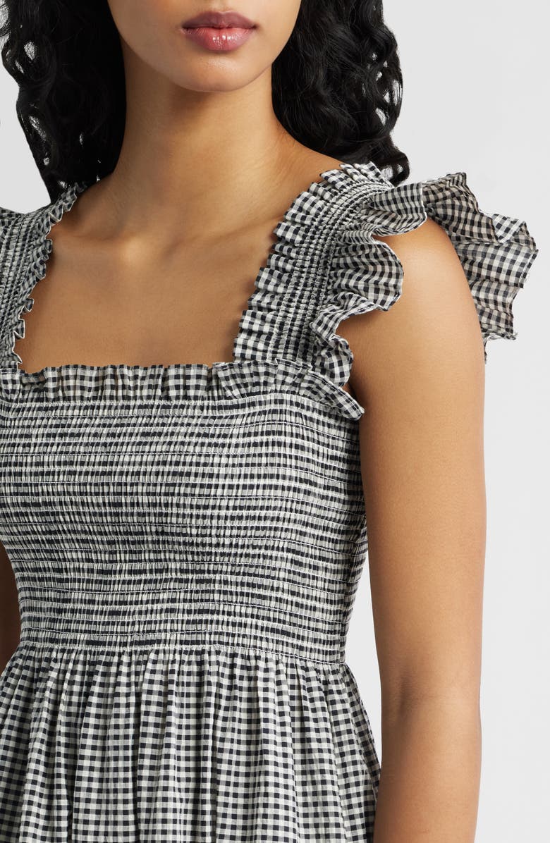 Hill House Home The Ellie Gingham Nap Midi Dress, Alternate, color, Black/ Sand Gingham