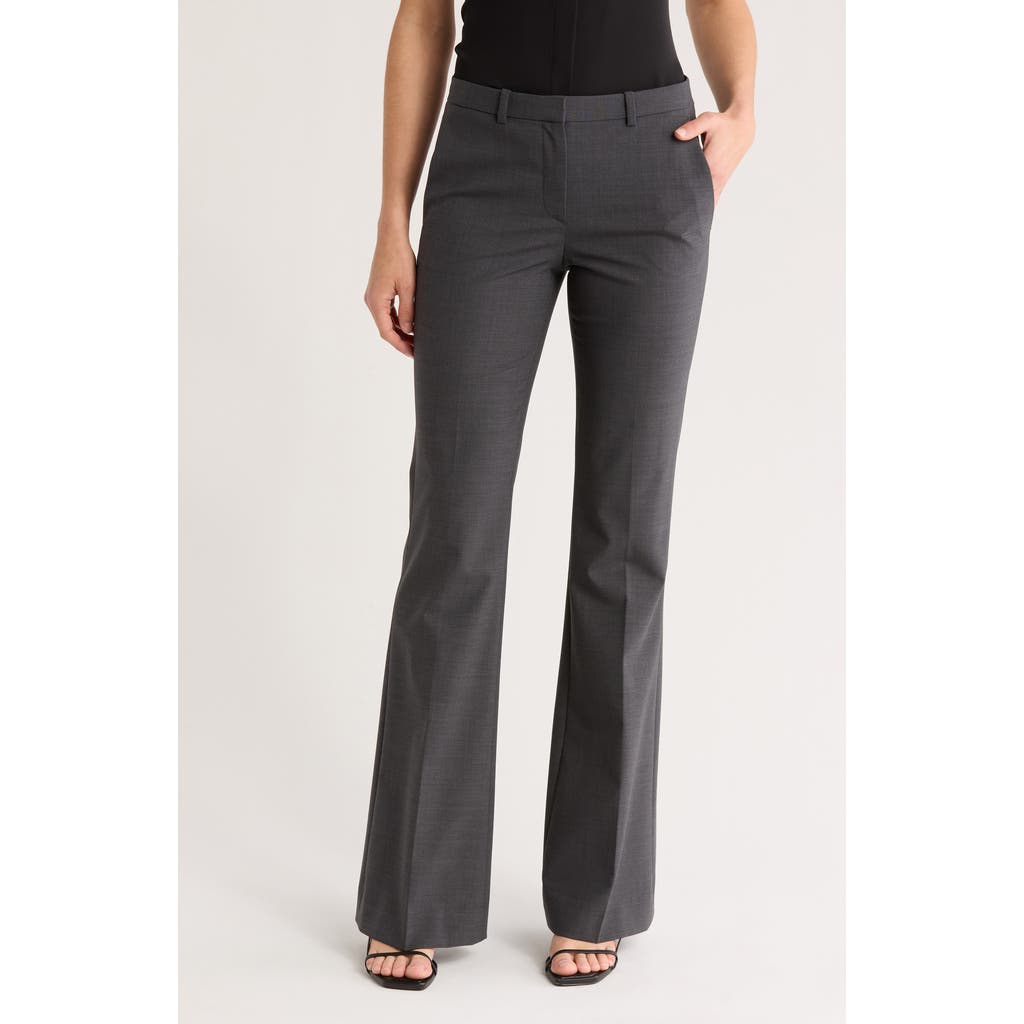 Theory Demitria Stretch Virgin Wool Flare Pants In Charcoal Grey