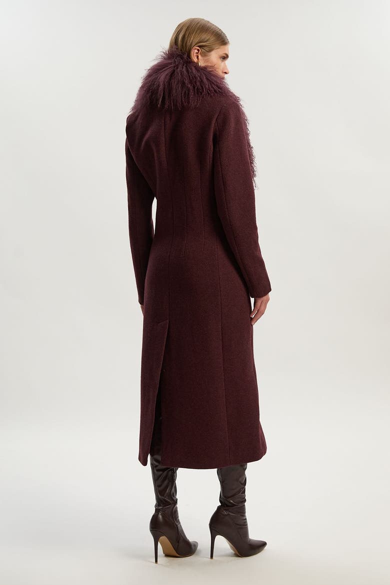 Wool Detachable Collar Midi Coat, Alternate, color, Burgundy