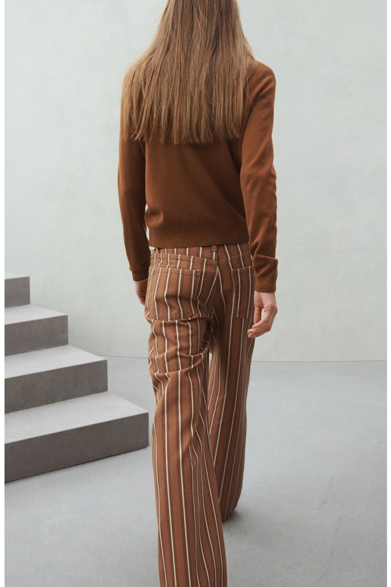 Stripe Straight Leg Jeans, Alternate, color, MEDIUM BROWN