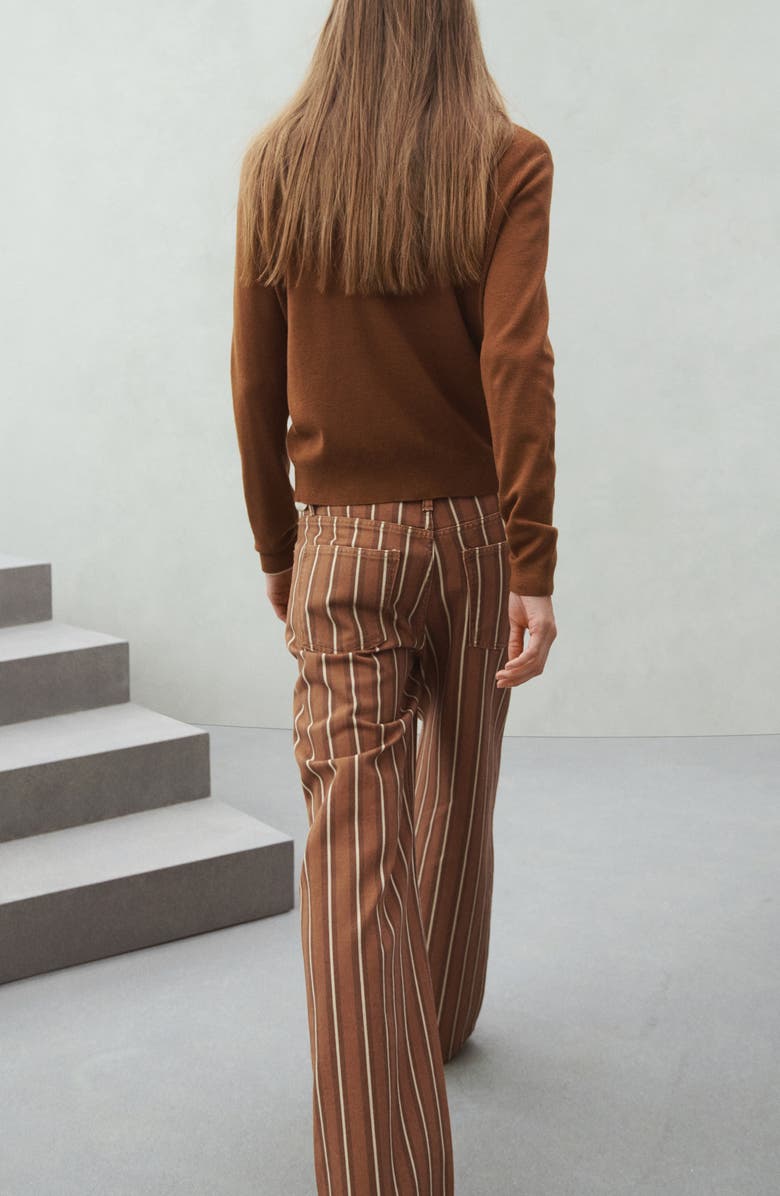 MANGO Stripe Straight Leg Jeans, Alternate, color, Medium Brown