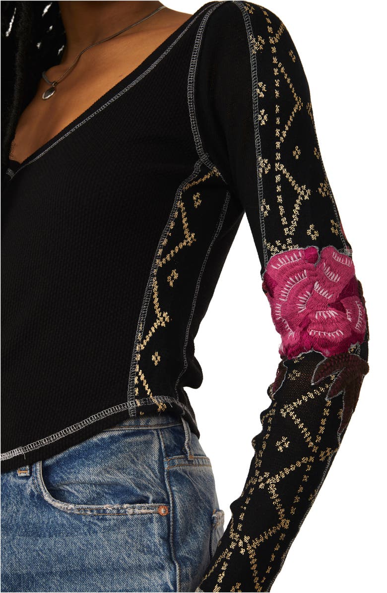 Free People Amara V-Neck Thermal Top, Alternate, color, 