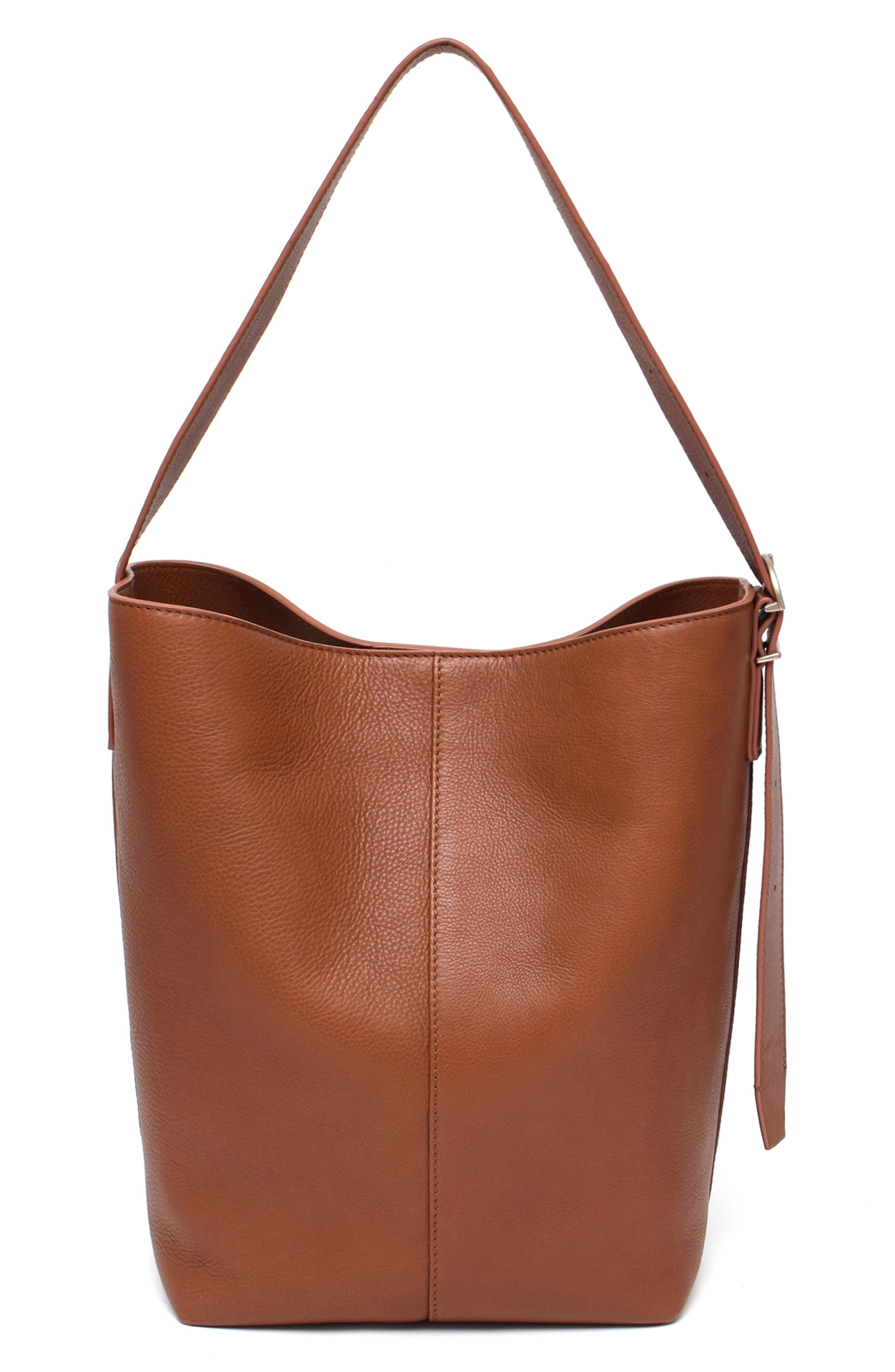 New Amsterdam Leatherworks Jayden Large Bucket Bag, Alternate, color, Chestnut