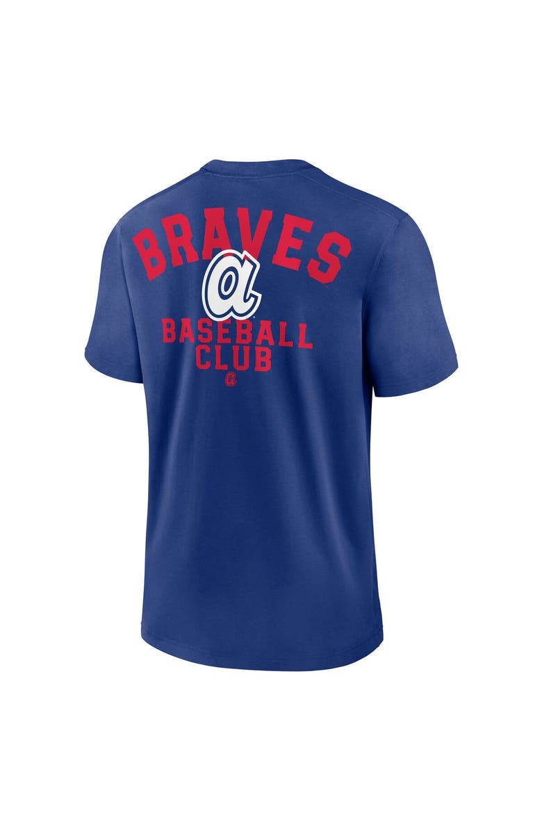 Nike Men's Nike  Royal Atlanta Braves Cooperstown Collection Rewind Slogan T-Shirt, Alternate, color, 