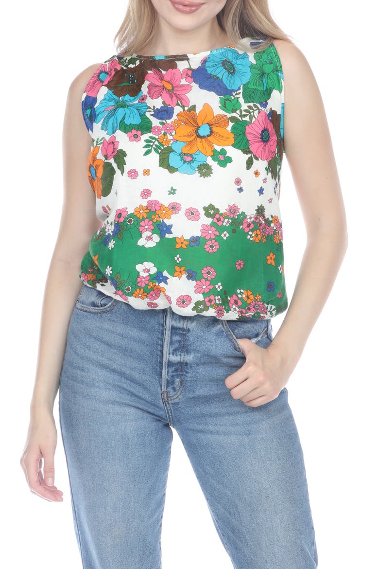 Floral Print Sleeveless Top, Main, color, AS IS