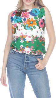 RAIN AND ROSE Floral Print Sleeveless Top