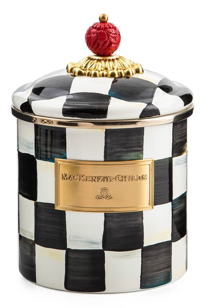 Courtly Check Enamel Canister, Main, color, BLACK/ WHITE