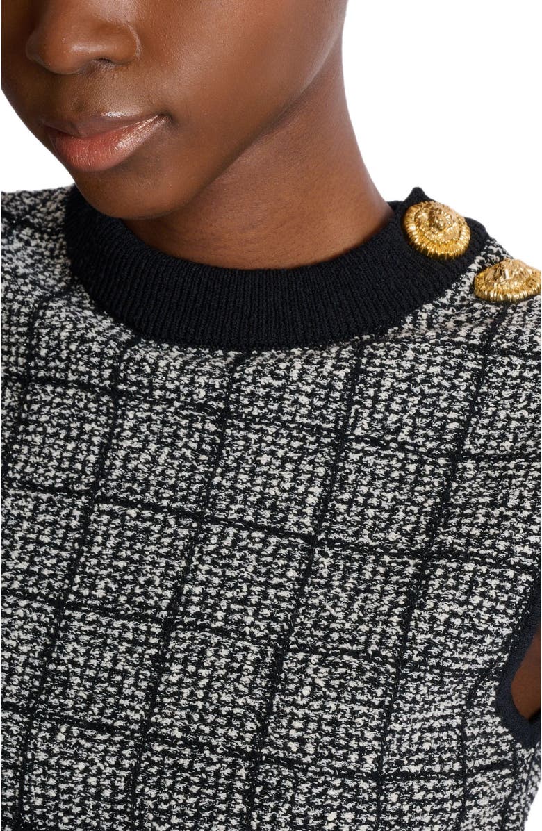 Balmain Tweed crop top with buttons, Alternate, color, Black